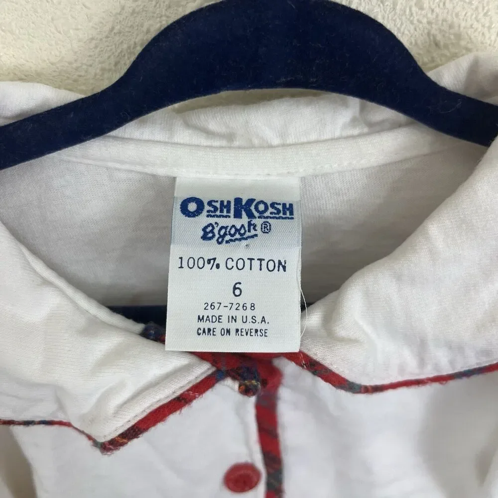 Oshkosh Vintage 90s Floral Embroidered Velvet Vest Shirt Set Girls 6